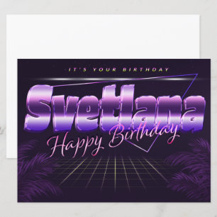 Carte Svetlana Nom Prénom lila retro Anniversaire de la