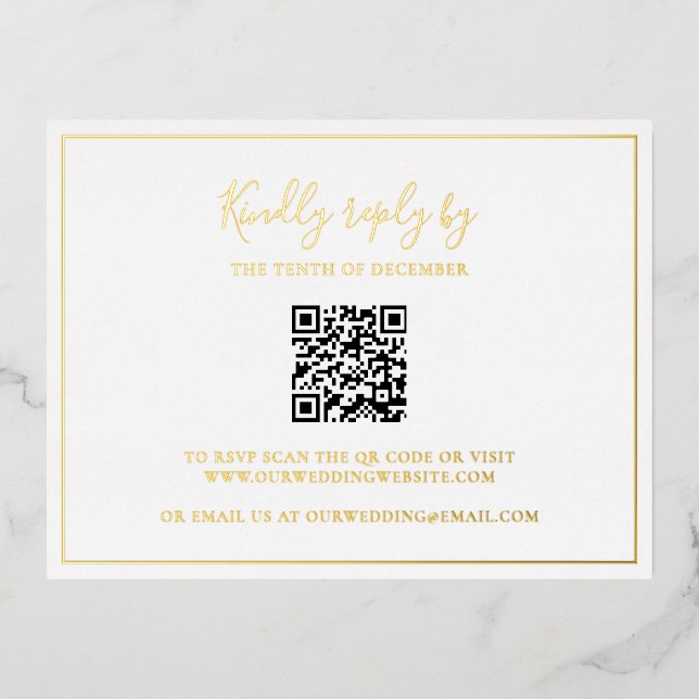 Carte SVP SVP classique QR Code élégant mariage (Recto)