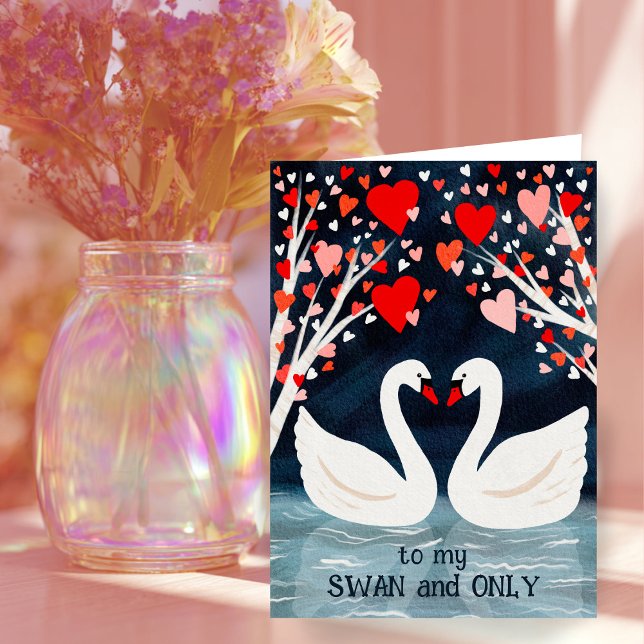 Carte SWAN et SEULEMENT Valentine Love Whimsical Birds (SWAN and ONLY Valentine Love Whimsical Birds Card
)