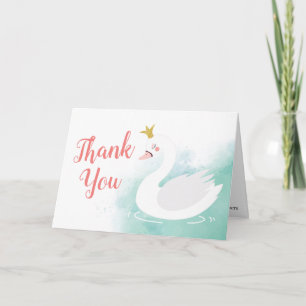 Carte Swan Princess Birthday Thank You Card, Swan Lake