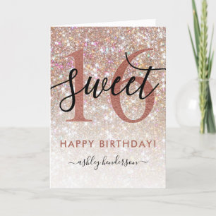 Carte Sweet 16 Anniversaire Chic Parties scintillant Omb