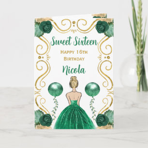 Carte Sweet 16 Blonde Princess Green Joyeux anniversaire