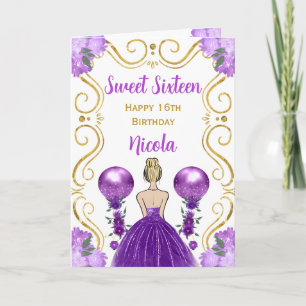 Carte Sweet 16 Blonde Princesse Purple Joyeux Anniversai