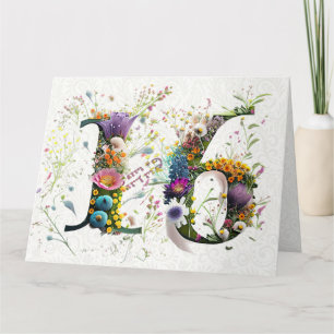 Carte Sweet 16 Joyeux Anniversaire Fleur sauvage Texte