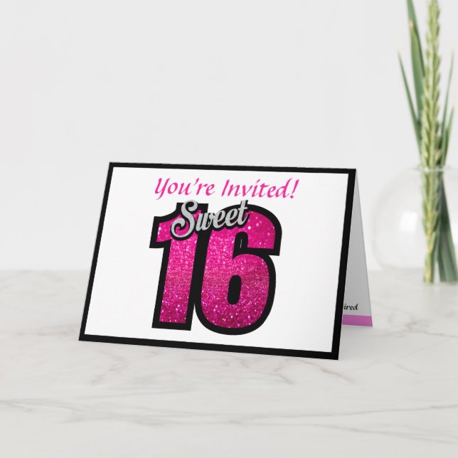 Carte Sweet 16 Personnaliser d'invitation fête d'anniver (Devant)
