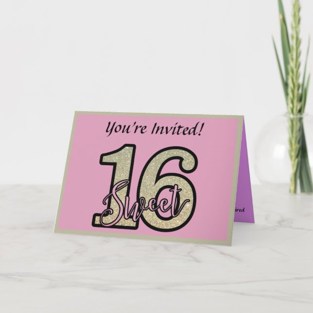 Carte Sweet 16 Personnaliser d'invitation fête d'anniver (Devant)