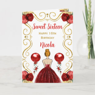 Carte Sweet 16 Red Hair Princess Red Happy Birthday