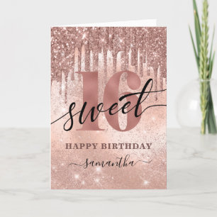Carte Sweet 16 Rose Gold Joyeux anniversaire