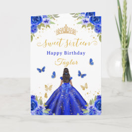 Carte Sweet 16 Royal Blue Princess African American Girl