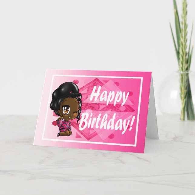 Carte Sweet African American Girl Birthday (Devant)