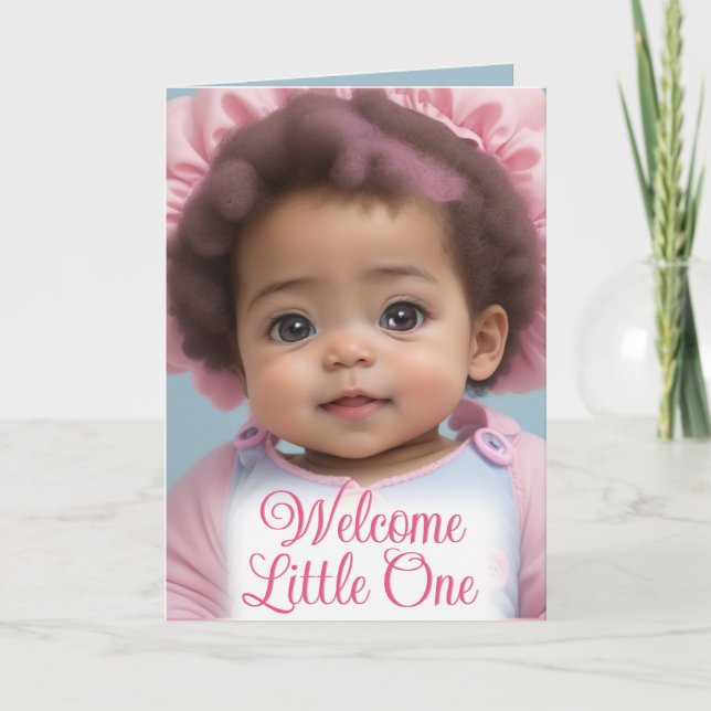 Carte Sweet African American Infant Girl Welcome Baby (Devant)