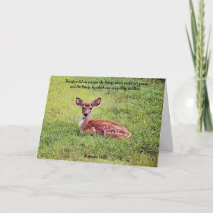 Carte Sweet Baby Deer Fawn Art Bible Verse Card