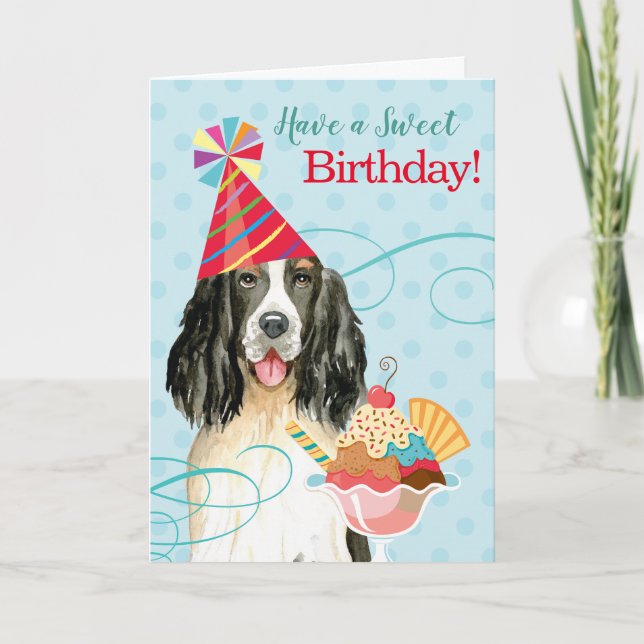 Carte Sweet Birthday Anglais Springer Spaniel (Devant)