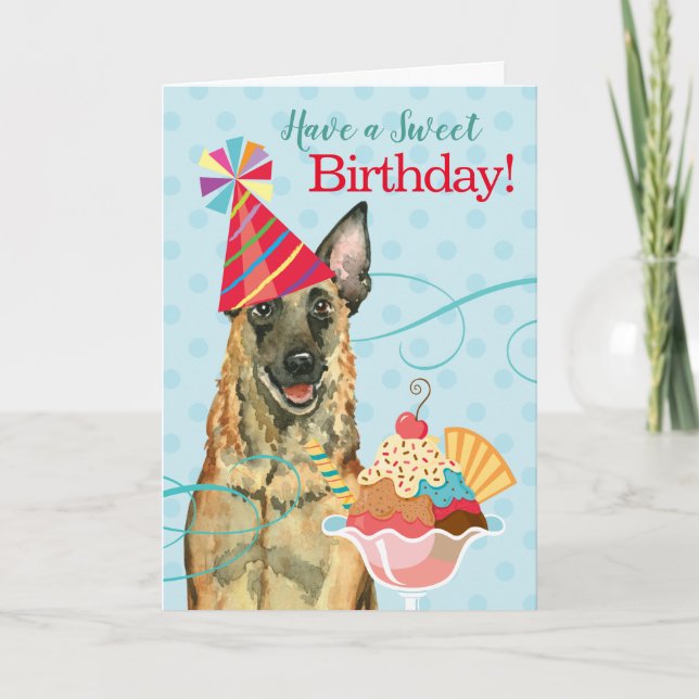 Carte Sweet Birthday Malinois (Devant)