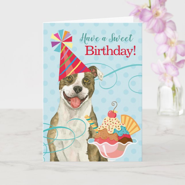 Carte Sweet Birthday Pit Bull Terrier (Orchidée)