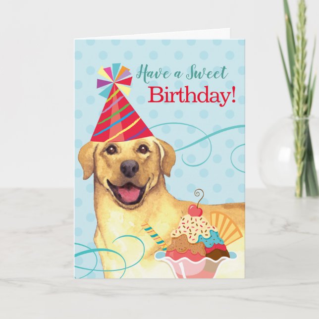 Carte Sweet Birthday Yellow Lab (Devant)