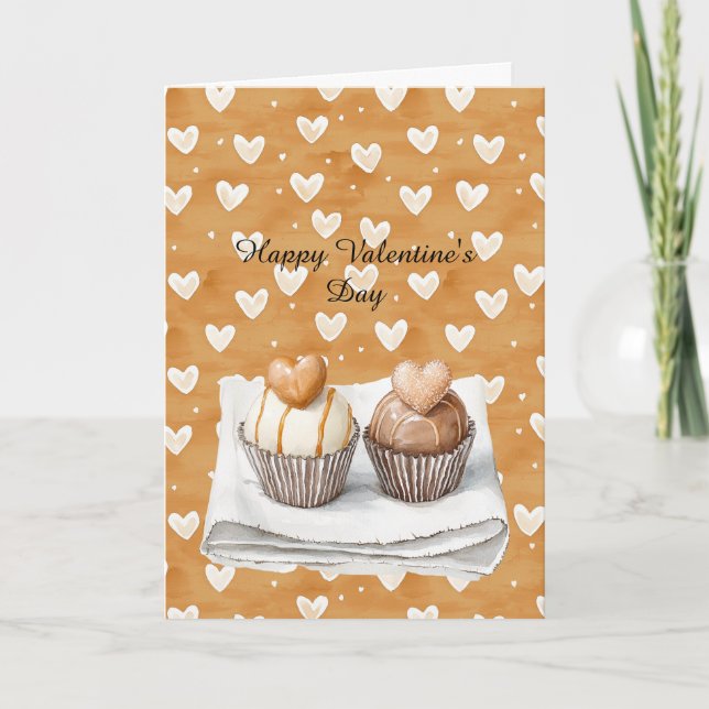 Carte Sweet Caramel Cream Heart Cupcakes Love (Devant)