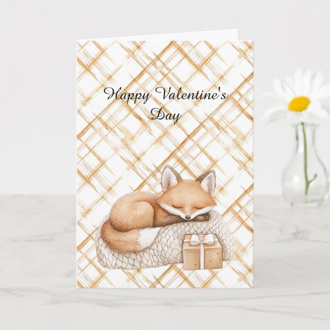 Carte Sweet Caramel Peach Cream Fox Hearts Love (Petite plante)