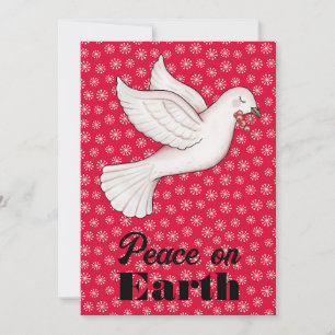 Carte Sweet Dove & Berries Red Snowflakes Paix sur Terre