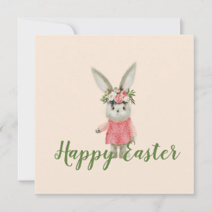 Carte Sweet Girl Bunny Pâques plat