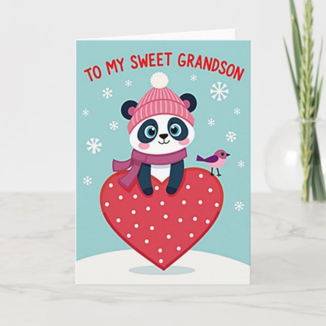 Carte Sweet Grandson Panda Winter Card (Devant)