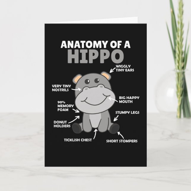 Carte Sweet Hippo, instruction Anatomie d'un hippo (Devant)