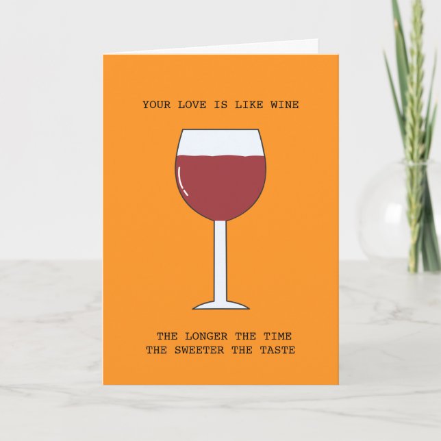 Carte Sweet Love Red Vine Glass Mariage Anniversaire (Devant)