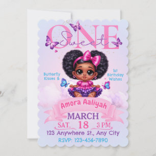 Carte Sweet ONE Afro Puff Baby Girl 1er anniversaire