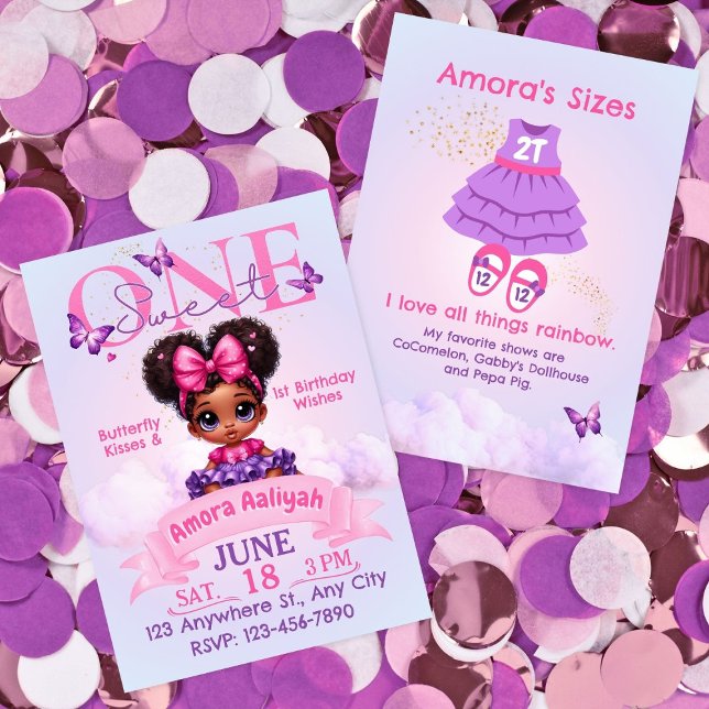 Carte Sweet ONE Afro Puff Baby Girl 1er anniversaire (Créateur téléchargé)