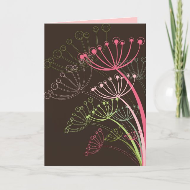 Carte Sweet Pastels Pink Dandelions Moderne Stylisé Chic (Devant)