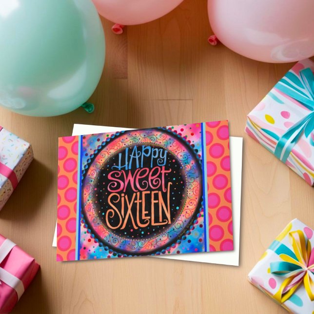 Carte Sweet sixteen Fun Moderne Fille Anniversaire (Créateur téléchargé)