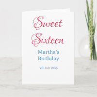 Sweet Sixteen rose nom date calligraphie boho bleu