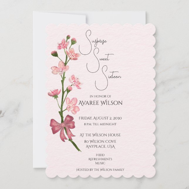 Carte Sweet sixteen surprenant (Devant)