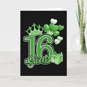 Carte sweet sixteen Vert d'anniversaire