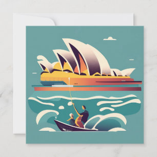 Carte Sydney Opera House Australie peinture souvenir
