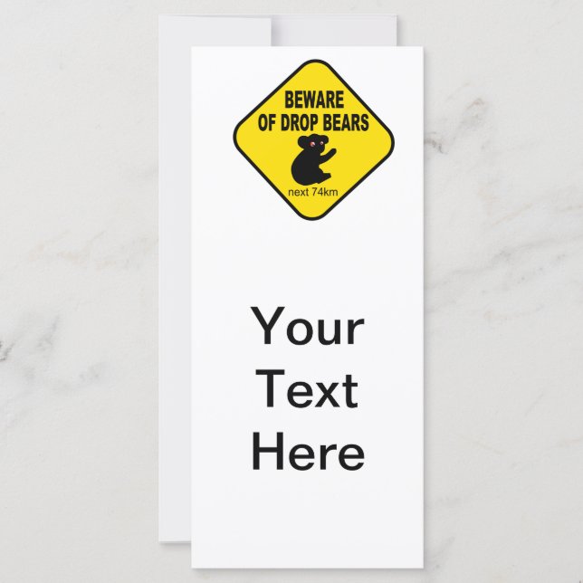 Carte Symbole australien amusant. Méfiez-vous des Ours L (Devant)
