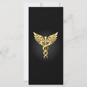 Carte Symbole caducee polygonal or