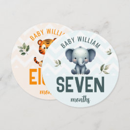 Carte Symbole de Jalon de bébé 7-8 mois Tigre d'éléphant