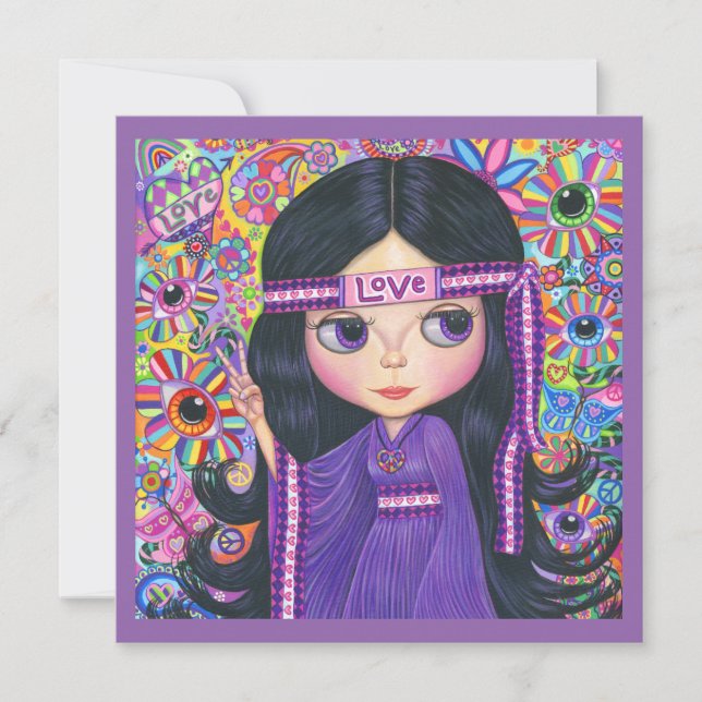 Carte Symbole de paix enfant Fleur Fleur d'amour Hippie (Devant)
