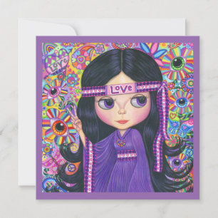 Carte Symbole de paix enfant Fleur Fleur d'amour Hippie