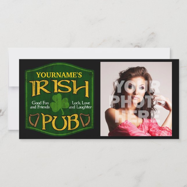 Carte Symbole de pub irlandais personnalisé (Devant)