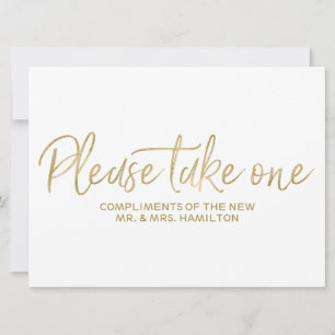 Carte Symbole des faveurs de mariage Gold stylish "S'il 