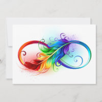 Symbole d'infini avec plume arc-en-ciel
