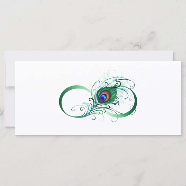 Carte Symbole d'infini avec plume de paon (Devant)