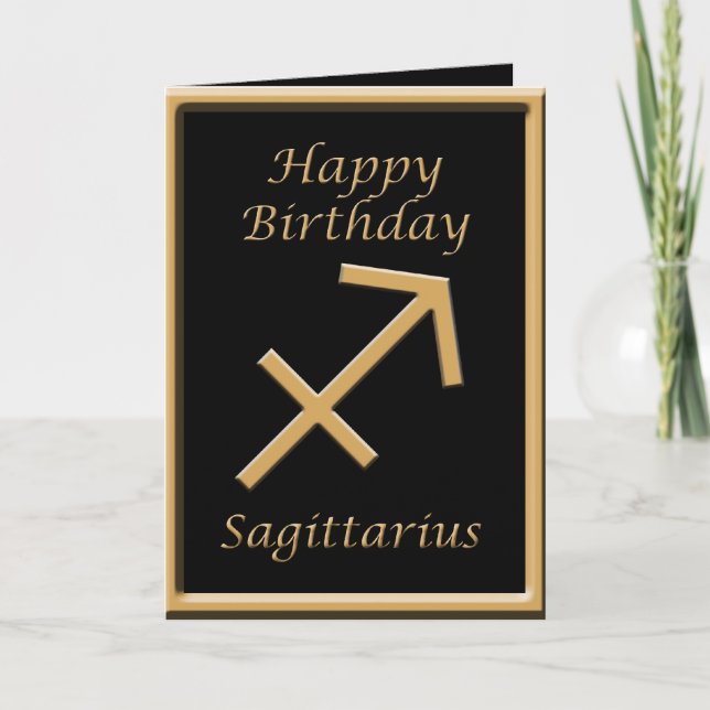 Carte Symbole d'or Sagittarius Noir voeux d'anniversaire (Devant)