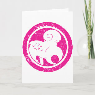Carte Symbole du zodiaque Bélier Grunge Rose Bélier Astr