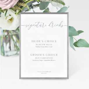 Carte Symbole Dusty Blue Modern Elégant Mariage Boissons