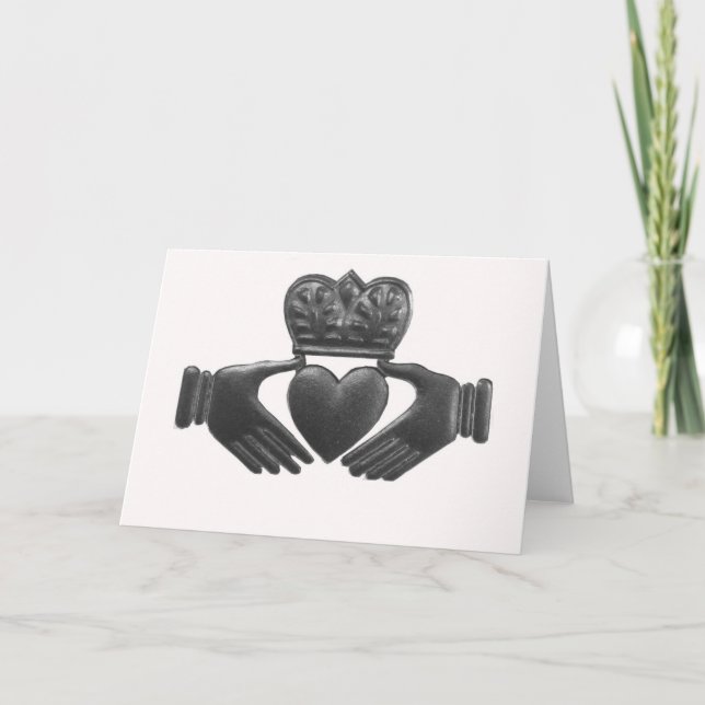 Carte Symbole irlandais d'amour de claddagh (Devant)