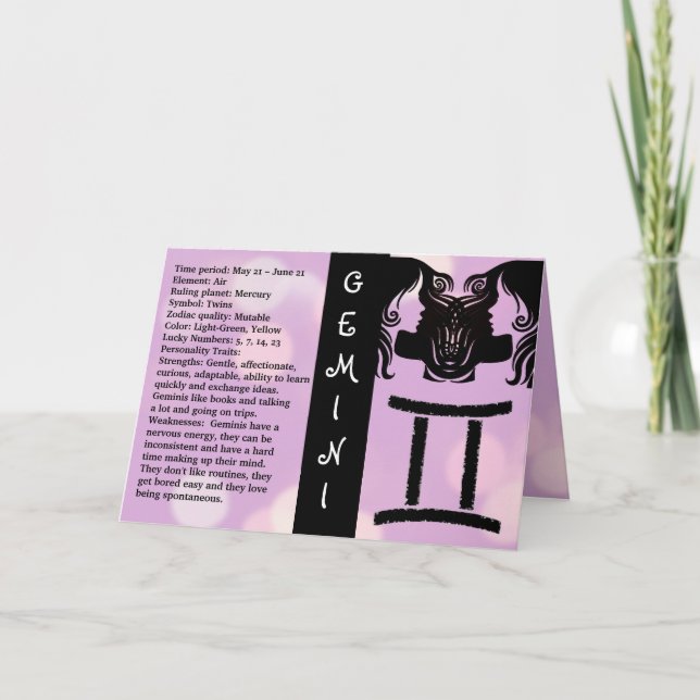 Carte SYMBOLE JOLI ANNIVERSAIRE Horoscope Gemini (Devant)