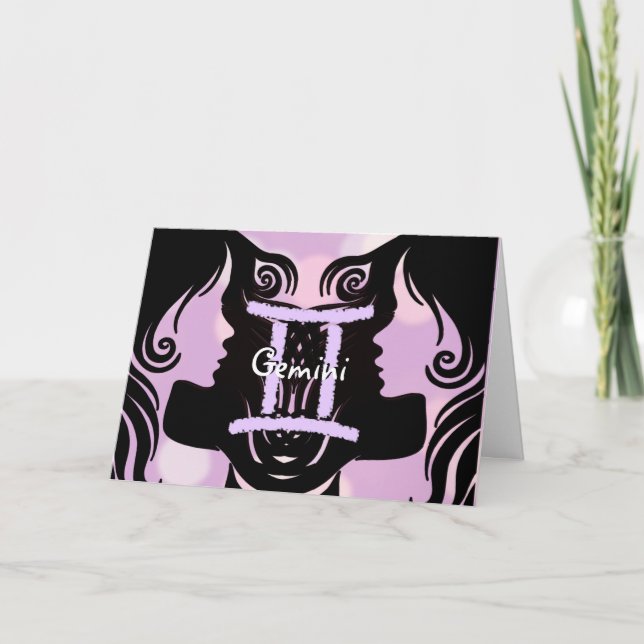 Carte SYMBOLE Joyeux ANNIVERSAIRE Zodiaque Gemini (Devant)